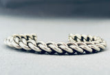 Phenomenal Heavy Hand Woven Native American Navajo Sterling Silver Bracelet-Nativo Arts