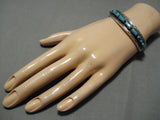 Important Vintage Native American Navajo Tommy Tso Riased Turquoise Sterling Silver Bracelet Old-Nativo Arts