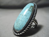 Superlative Vintage Native American Navajo Turquoise Sterling Silver Ring Old-Nativo Arts