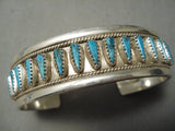 Native American Rare Blue Diamond Teardrop Turquoise Sterling Silver Bracelet-Nativo Arts