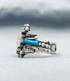 Larry Begay Vintage Native American Navajo Old Kingman Turquoise Sterling Silver Ring-Nativo Arts