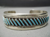 Amazing Vintage Native American Navajo Slanted Turquoise Sterling Silver Native Bracelet-Nativo Arts