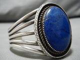 Huge Vintage Navajo Lapis Sterling Silver Native American Bracelet Old-Nativo Arts