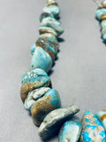 249 Grams Vintage Native American Navajo Chunk Green Turquoise Sterling Silver Necklace-Nativo Arts