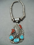 Excellent Vintage Native American Navajo Sleeping Beauty Turquoise Sterling Silver Necklace Old-Nativo Arts