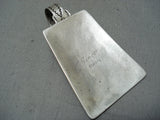 Huge Authentic Vintage Native American Navajo Thomas Singer Sterling Silver Lapis Pendant-Nativo Arts