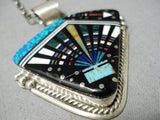 So Intricate!! Vintage Native American Navajo Turquoise Kachina Sterling Silver Necklace-Nativo Arts