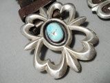 Heavy Vintage Native American Navajo #8 Turquoise Sterling Silver Concho Belt Old-Nativo Arts