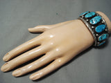 M.c. Tsosie Quality Vintage Native American Navajo Turquoise Nugget Sterling Silver Bracelet-Nativo Arts