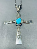 Important Vintage Native American Navajo Ben Begaye (d) Turquoise Cross Sterling Silver Necklace-Nativo Arts