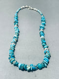 Rare Vintage Native American Navajo Chunky Turquoise Sterling Silver Necklace-Nativo Arts