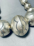 Very Rare Long Tubule Hand Tooled Vintage Native American Navajo Sterling Silver Necklace-Nativo Arts