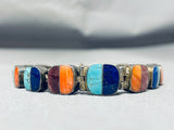 Extremely Detailed Vintage Native American Navajo Turquoise Sterling Silver Link Bracelet-Nativo Arts