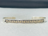 Fascinating Vintage Native American Navajo Sterling Silver 14k Gold Geometric Bracelet-Nativo Arts
