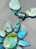 Turquoise Sun Longer Native American Navajo 34 Inch Sterling Silver Necklace-Nativo Arts