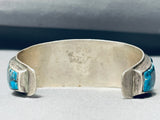 One Of Most Unique Vintage Navajo Turquoise Sterling Silver Inlay Bracelet-Nativo Arts