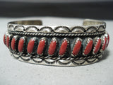 Amazing Vintage Native American Navajo Slanted Sterling Silver Bracelet Old-Nativo Arts