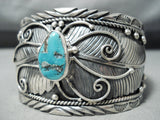 Huge Leaf Vintage Native American Navajo Turquoise Sterling Silver Bracelet-Nativo Arts