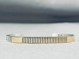 Jonny Nez Native American Navajo Signed Sterling Silver 14k Gold Bracelet-Nativo Arts