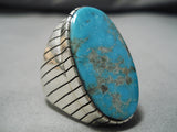 Huge Men's Navajo Native American Turquoise Sterling Silver Ring-Nativo Arts