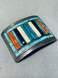 One Of The Best Ever Vintage Native American Navajo Turquoise Inlay Sterling Silver Buckle-Nativo Arts