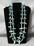 Astounding Vintage Navajo Blue Gem Turquoise Native American Heishi Necklace Old-Nativo Arts