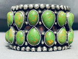 107 Grams Heavy Gaspeite Vintage Sterling Silver Bracelet Cuff-Nativo Arts