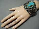 Museum Vintage Native American Navajo Royston Turquoise Leaf Galore Sterling Silver Bracelet Old-Nativo Arts