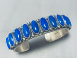One Of The Finest Vintage Native American Navajo Domed Lapis Sterling Silver Bracelet-Nativo Arts