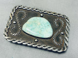 Heavy Best Carico Lake Turquoise Vintage Native American Navajo Sterling Silver Buckle-Nativo Arts