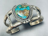 Rare Turquoise Vintage Native American Navajo Royston Sterling Silver Bracelet Old-Nativo Arts