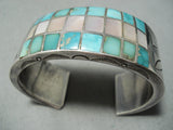 One Of The Best Earlier Vintage Native American Zuni Turquoise Channel Sterling Silver Bracelet-Nativo Arts