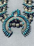 Phenomenal Vintage Native American Zuni Turquoise Sterling Silver Squash Blossom Necklace-Nativo Arts