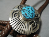 Vintage Native American Navajo Bolo Tie- Important Thomas Singer Turquoise Sterling Silver-Nativo Arts