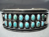 Superior Vintage Native American Navajo Two Row Turquoise Sterling Silver Channel Bracelet-Nativo Arts