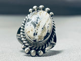Amazing Native American Navajo White Buffalo Turquoise Sterling Silver Ring-Nativo Arts