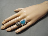 Detailed!! Vintage Native American Navajo Kachina Master Sterling Silver Turquoise Ring-Nativo Arts
