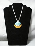 Native American Wonderful Vintage Santo Domingo Turquoise Sterling Silver Shell Necklace Old-Nativo Arts
