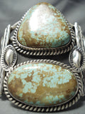 One Of The Biggest Best Vintage Native American Navajo #8 Turquoise Sterling Silver Bracelet-Nativo Arts