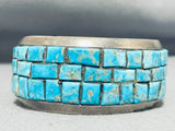 Native American One Of The Best Ever Vintage Navajo Turquoise Channel Sterling Silver Bracelet-Nativo Arts