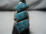 Amazing Vintage Navajo Dramatic Turquoise Sterling Silver Native American Ring-Nativo Arts