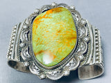 Huge Vintage Native American Navajo Green Turquoise Expert Stamp Sterling Silver Bracelet-Nativo Arts