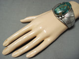 Signed Quality Vintage Native American Navajo Carico Lake Turquoise Sterling Silver Bracelet-Nativo Arts
