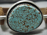 Quality Jeanette Dale Native American Navajo #8 Turquoise Sterling Silver Leather Bracelet-Nativo Arts