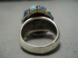 Stunning Vintage Navajo Turquoise Lapis Sterling Silver Native American Ring-Nativo Arts
