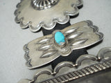 Heavy 600 Gram Vintage Native American Navajo Turquoise Sterling Silver Concho Belt Old-Nativo Arts