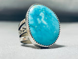 Tremendous Native American Navajo Kingman Turquoise Sterling Silver Ring-Nativo Arts