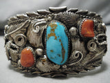 One Of The Best Vintage Native American Navajo Silver Sterling Garden Bracelet Cuff Old-Nativo Arts