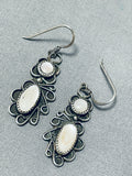 Impressive Vintage Native American Navajo Mother Of Pearl Sterling Silver Earrings-Nativo Arts