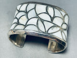 Astonishing Vintage Native American Zuni Mother Of Pearl Sterling Silver Bracelet-Nativo Arts